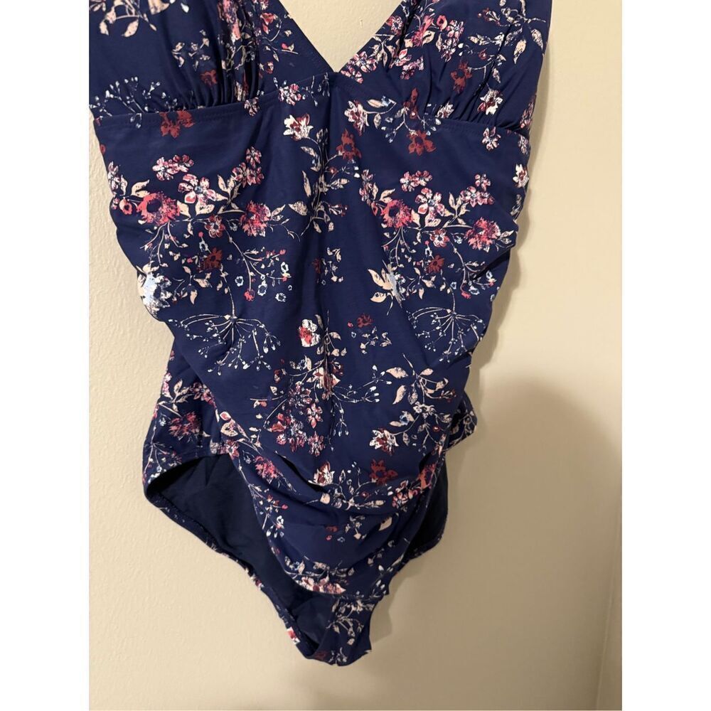 Niptuck Swim Size 12 Multi Fit Cup One Piece Swimsuit Blue Wildflower Floral - Picture 4 of 9